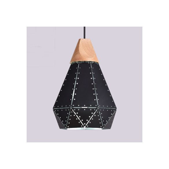 Metallic Diamond Shape Pendant Light Black/Grey/White 1 Light Modern Monochrome Hanging Light for Kitchen Stair