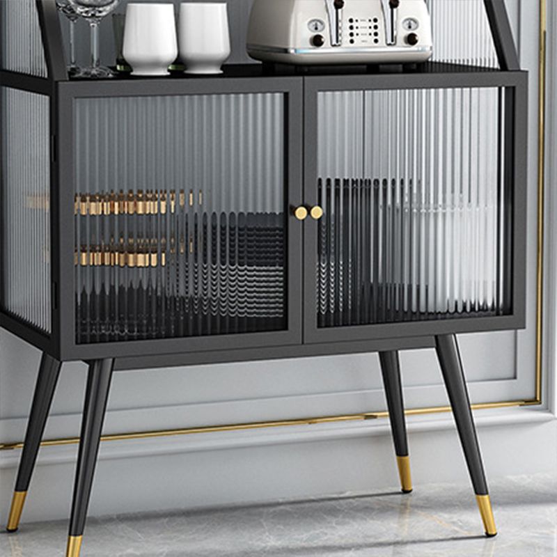 Industrial Curio Cabinet Metal Glass Doors Buffet Cabinet for Living Room