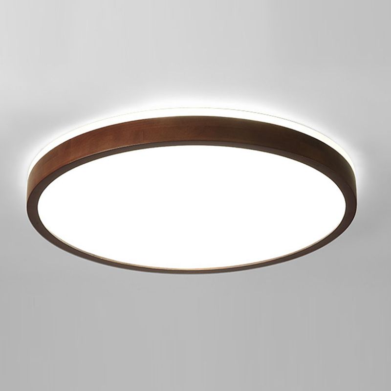 Modern Wood Flush Mount Circle Shape Ceiling Light with Acrylic Shade for Living Room