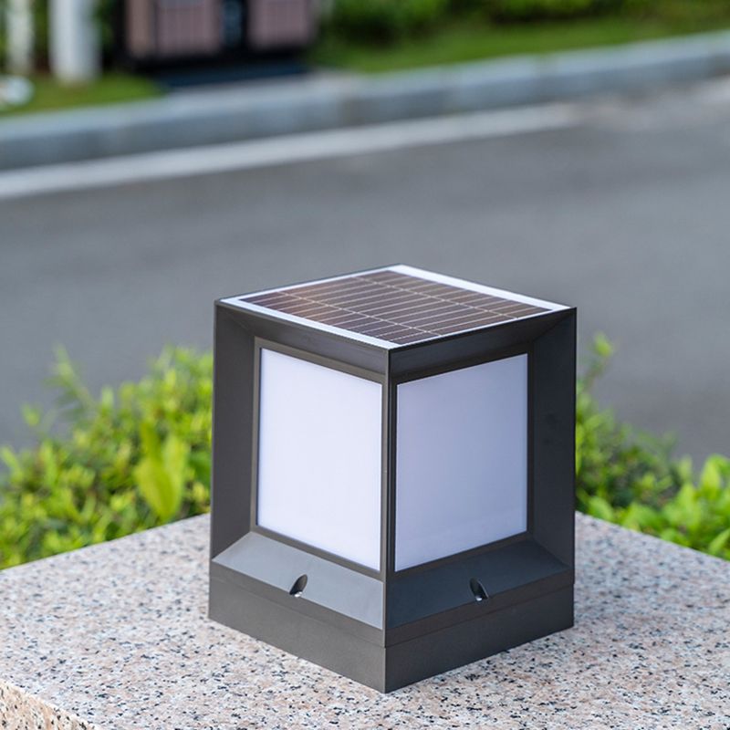 Modern Simple Aluminum Outdoor Light Rectangle Shape Solar Energy Pillar Lamp for Outdoor