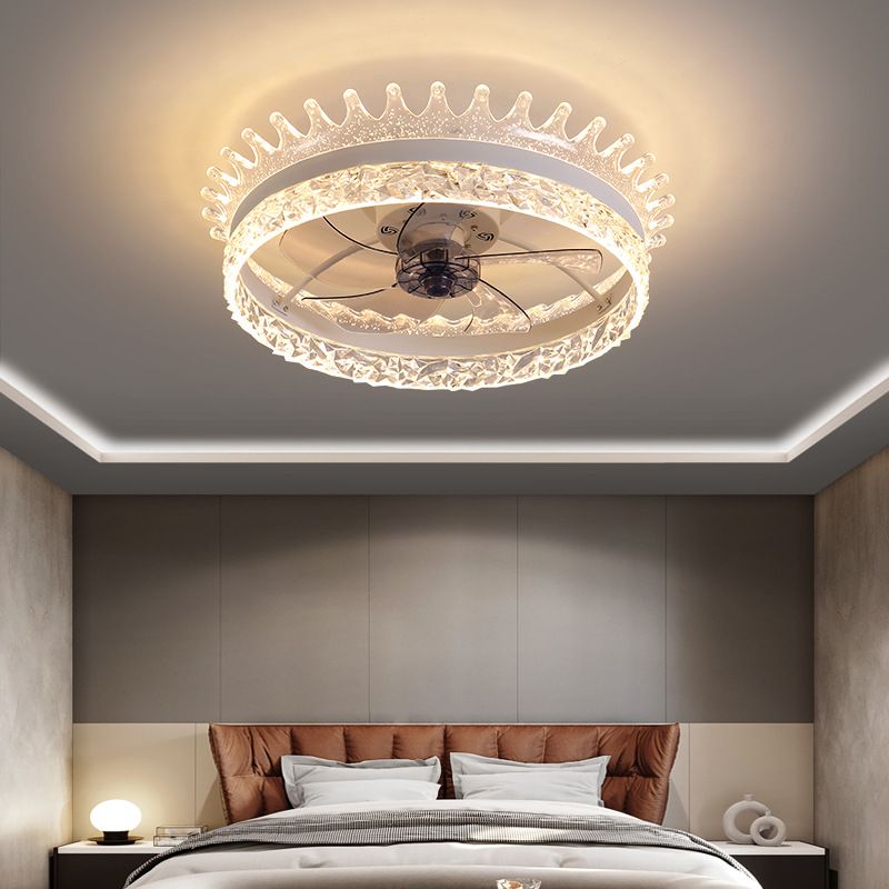 Modern Concise LED Ceiling Fan Light Iron Circular Ceiling Fans with Acrylic Shade