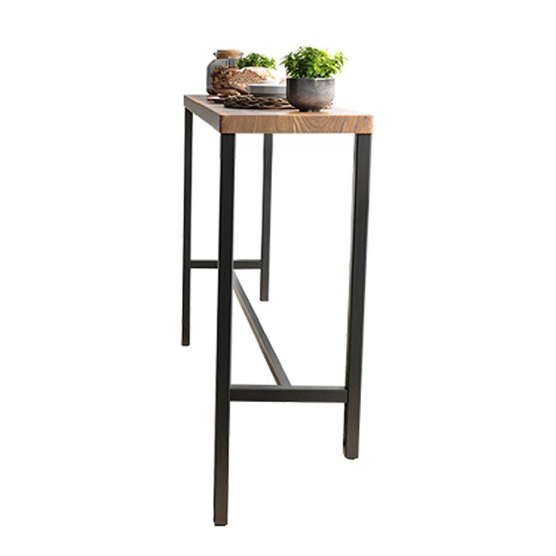 Pine Wood Bar Dining Table Industrial Rectangle Bar Table with Trestle for Balcony