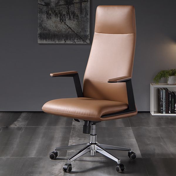 Modern Padded Arms Leather Office Chair Height-adjustable Chair