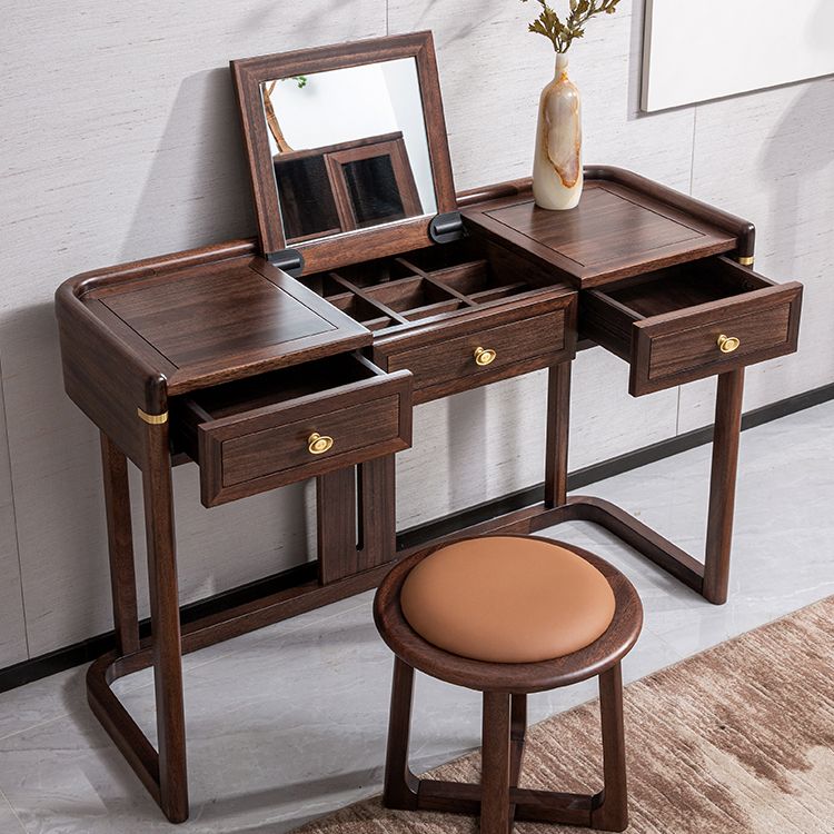 Traditional Solid Wood Vanity Makeup Dressing Table Stool Set 16.53" Wide