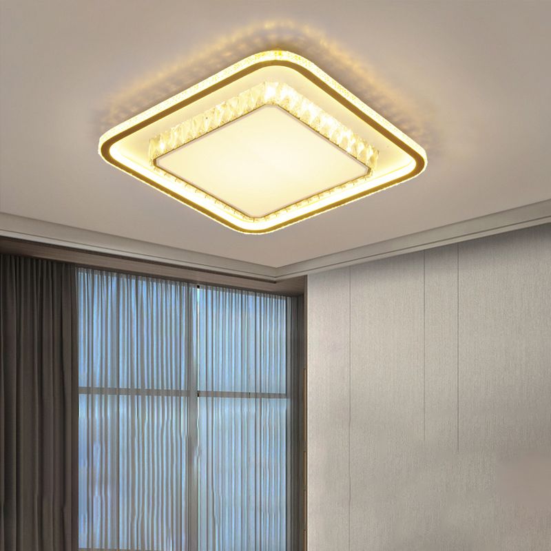 Modern Flush Mount Geometric Crystal Flush Mount Light for Living Room