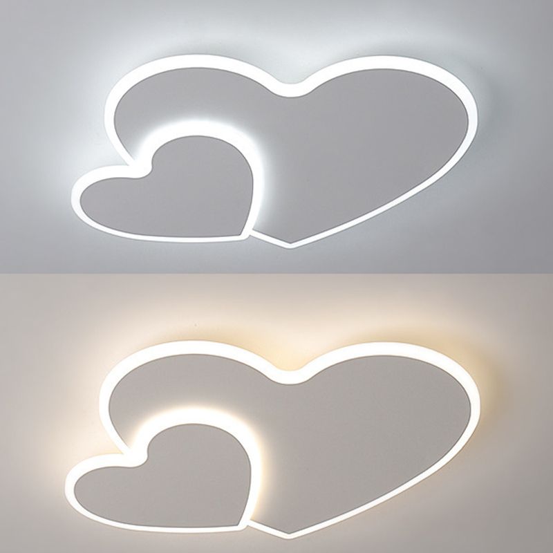 Heart-Shape Flush Mount Modern Style Acrylic 1 Light Flush Light in White