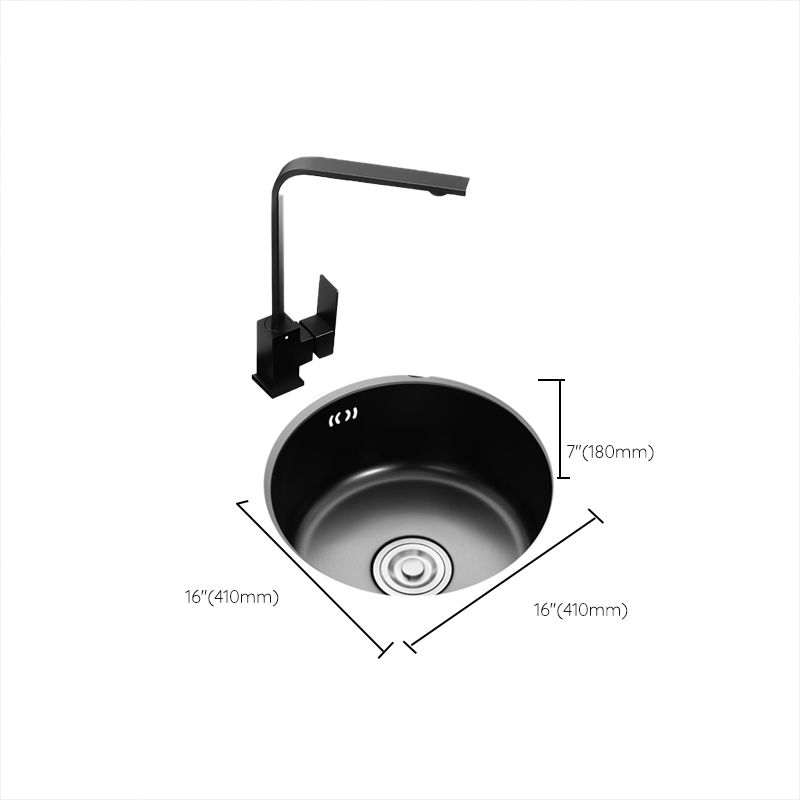 Single Bowl Kitchen Sink Round Stainless Steel Sink with Drain Strainer Kit