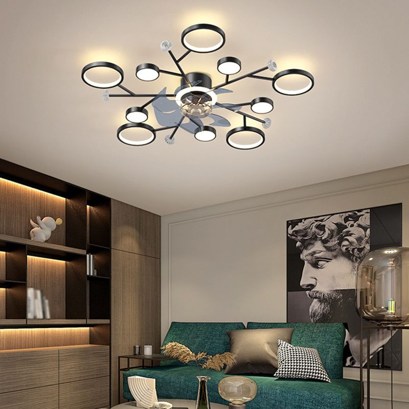 Chandelier Multi - Light Fan Light in Black / Gold Finish Metal LED Ceiling Fan