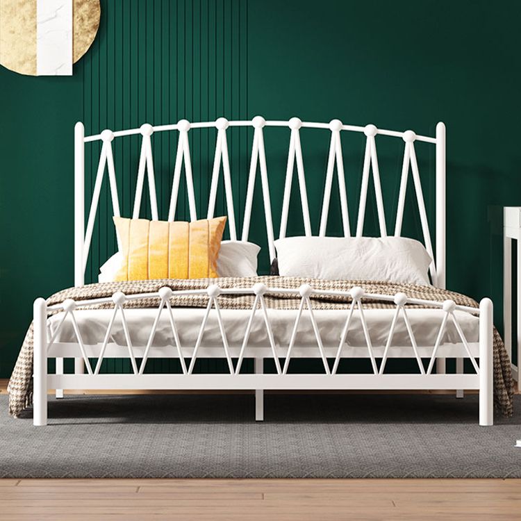 Scandinavian Iron Bed with Open-Frame Headboard and Footboard