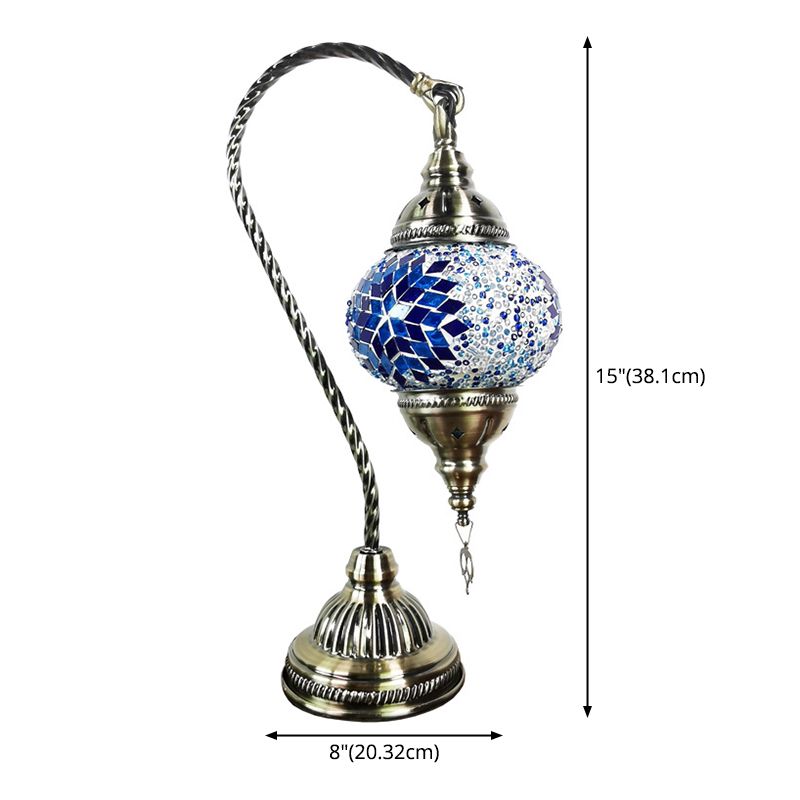 1-Licht-Schwangereck Tisch Leichter türkischer Bronze-Handgefertigter Glas Nachttisch-Lampe