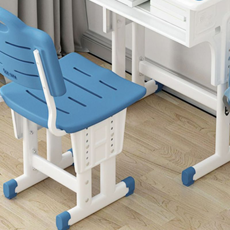 Adjustable Child Desk Solid Wood Desk and Chair Set with Bookshelf