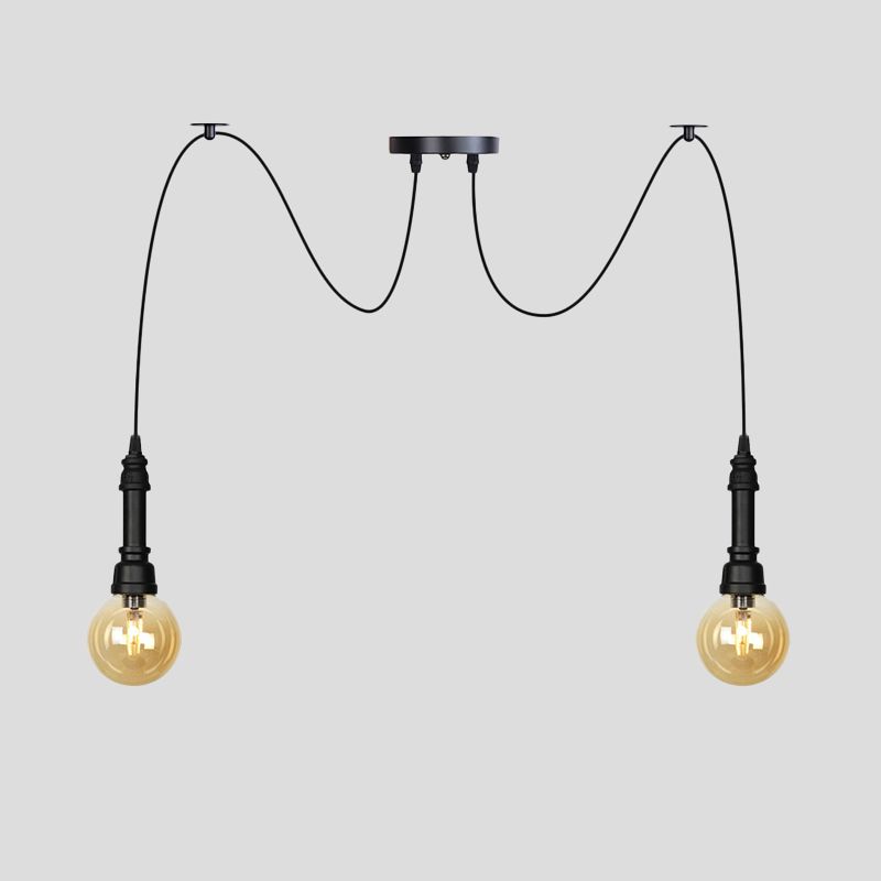 2/3/6 Teste Amber Glass Amber Multi Lightleier Vintage Black Finish Global Restauranti Swag LED LAMPO