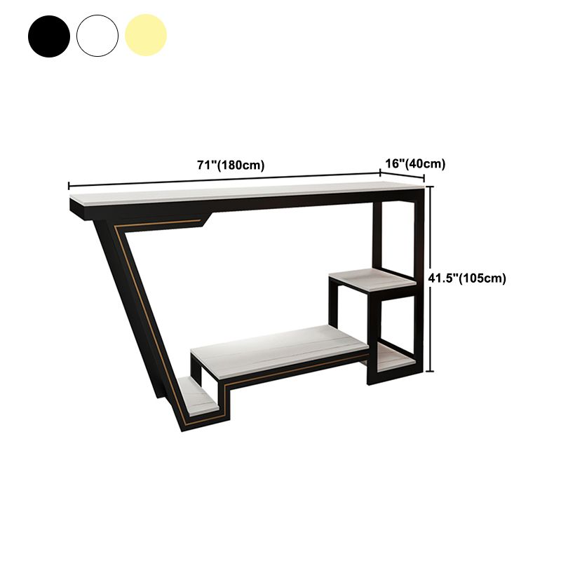 Industrial Bistro Table with Storage White Stone Top Bar Table for Home