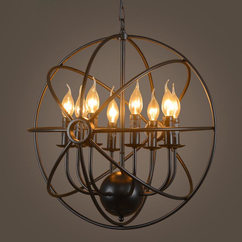 Black Global Chandelier Light Fixture Industrial Metal Restaurant Chandelier Lighting Fixture