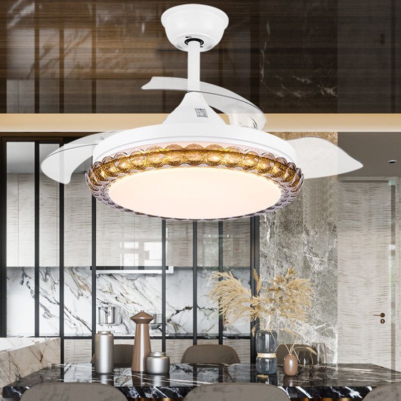 Contemporary Fan Ceiling Lighting in White Interior LED Ceiling Fan Fixture