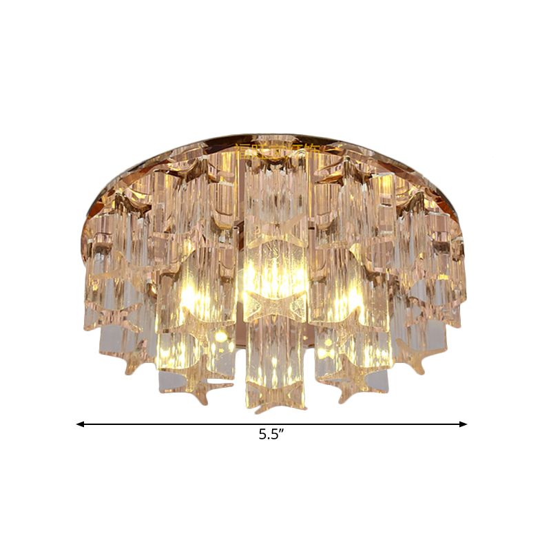 Simple Starfish Semi Flush Light Faceted Crystal LED Corridor Close to Ceiling Lighting in Rose Gold, Warm/White Light