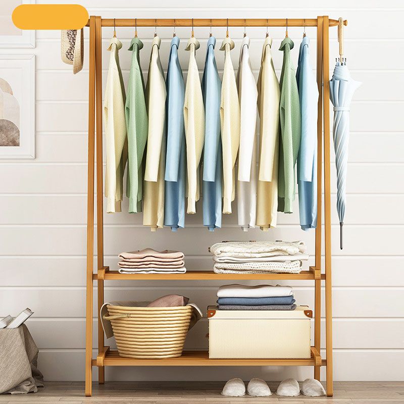 Modern Wooden Coat Rack Storage Shelves Coat Rack with Double Coat Hooks