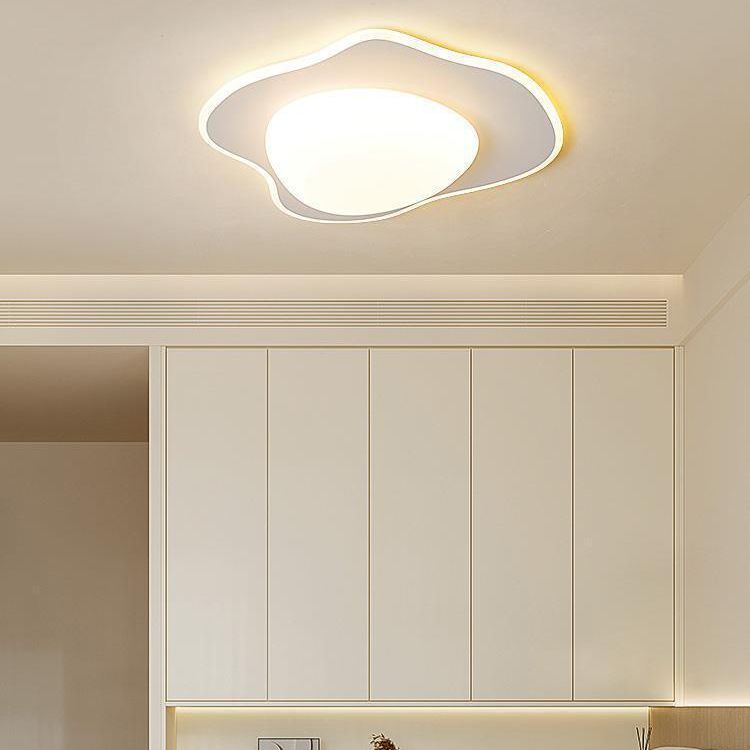 LED White Shaded Ceiling Light Contemporary Flush Mount Lighting for Foyer