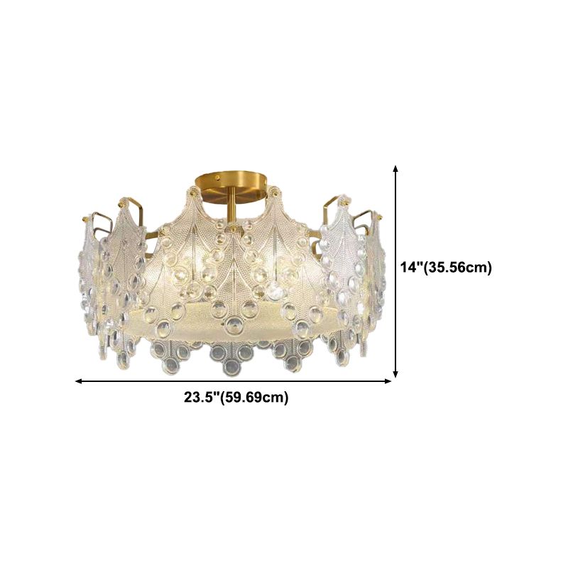 Modern Drum Ceiling Light Fixture Crystal Multiple-Light Ceiling Light