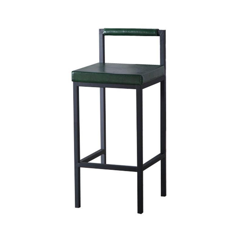 Industrial Green Upholstered Barstool Indoor Distressed Tall Stool with Square Seat