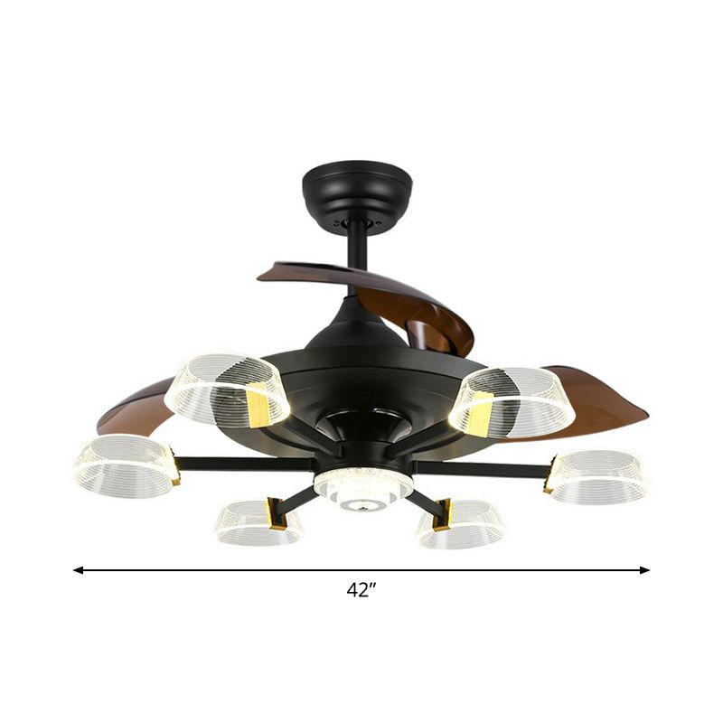 Ventilateur de plafond Sputnik de 42 "largeur LED MODERNISME LED Modernisme Mont semi-flush avec 4 lames