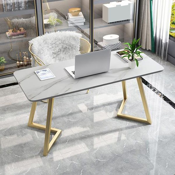 Rectangular Shaped Office Desk White/Grey Writing Desk for Office