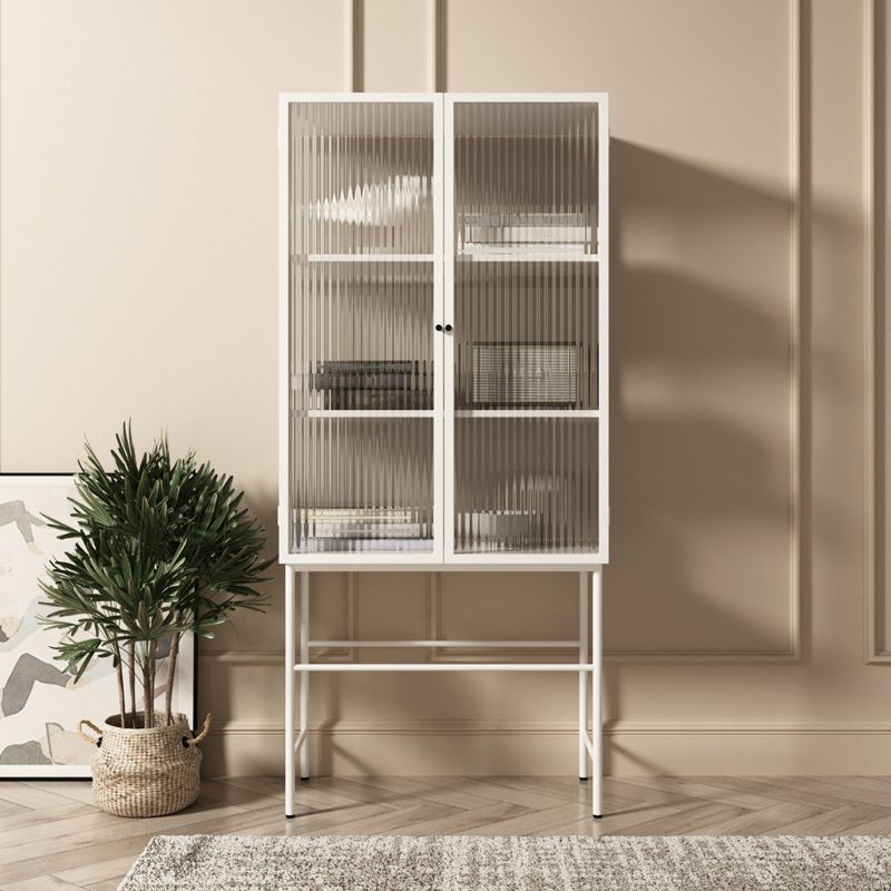 Contemporary Curio Cabinet Metal Buffet Cabinet with Glass Door