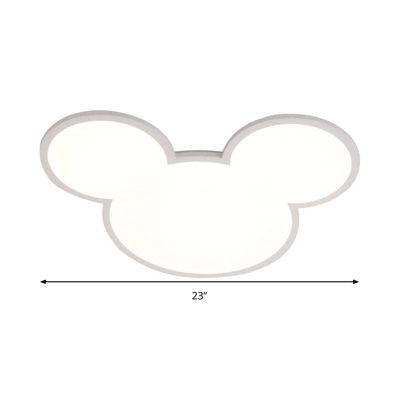 Cartoon Mouse Head Flush Ceiling Light Acrylic Undertint LED Ceiling Fixture for Nursing Room