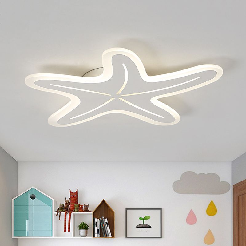 Modernist Star Shaped Flush Light Acrylic Kindergarten LED Ceiling Flush Mount in Blue/Pink/White