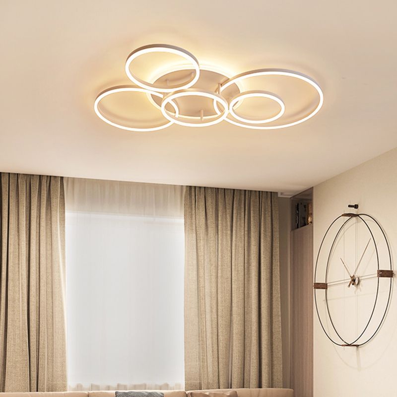 Acryl Halo-Like Ring Flush Plafond Licht Eenvoudige LED 2/3/5 Lichten Wit Flush Mount Plafond Lamp Fixture in Warm/Wit Licht