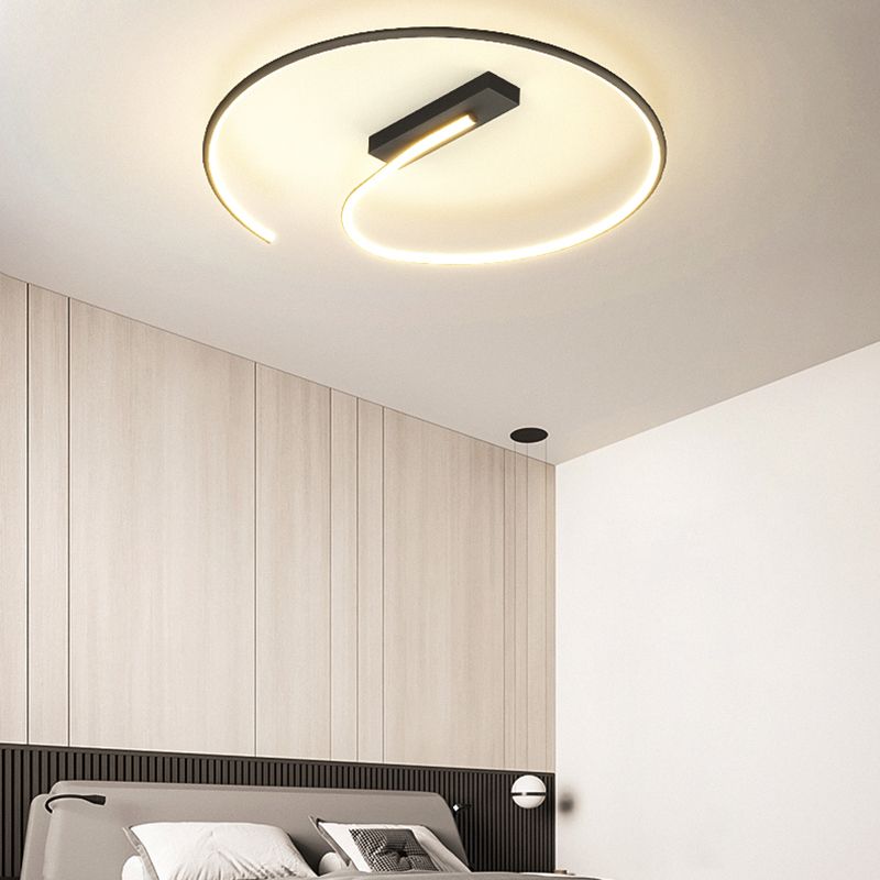 Modern Style Ringed Flush Mount Light Metal 1 Light Flush Mount Lamp