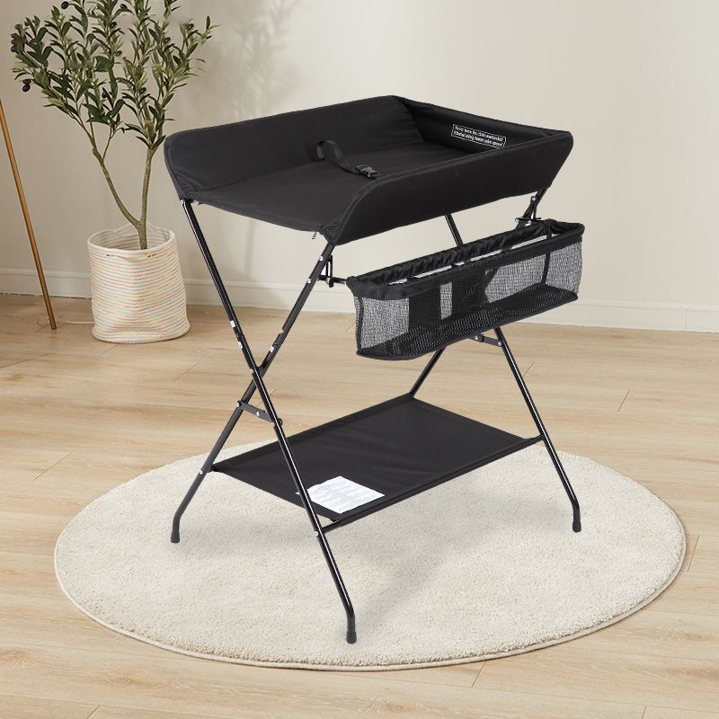 Modern Changing Table with Pad Metal Baby Changing Table with 4 Wheels