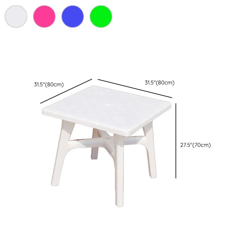 Contemporary Patio Table Plastic Round/Rectangle in White/Pink/Green/Blue with Umbrella Hole