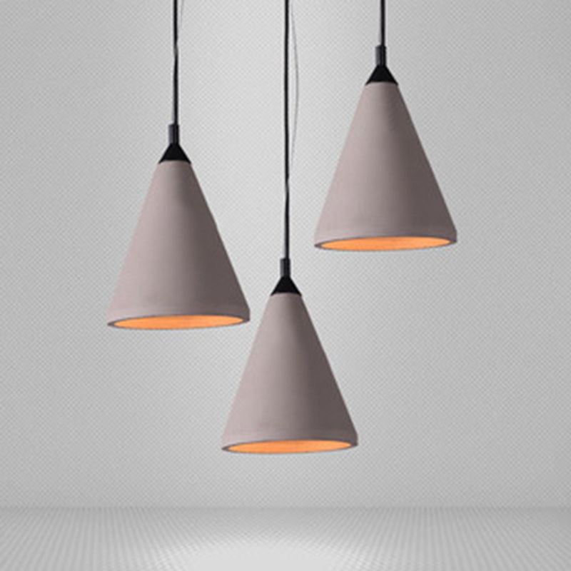 Conical Down Lighting Pendant Modern Style Cement 1 Light Hanging Light Fixtures in Grey