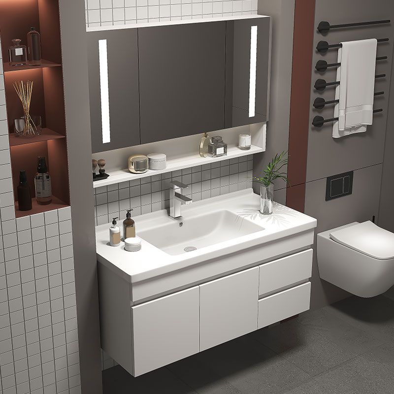 Glam Bathroom Sink Vanity Wall Mount Bathroom Vanity Set with Mirror