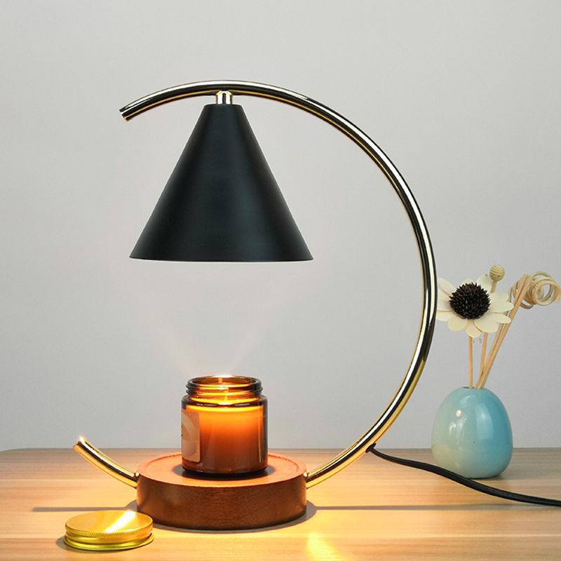 Nordic Style Iron Table Lamp Arc Shape Desk Light for Bedroom (Candle Not Included)