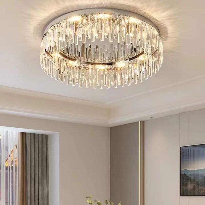 Ultra-Contemporary Flush Mount Lamp Round Ceiling Lighting with Crystal for Bedroom