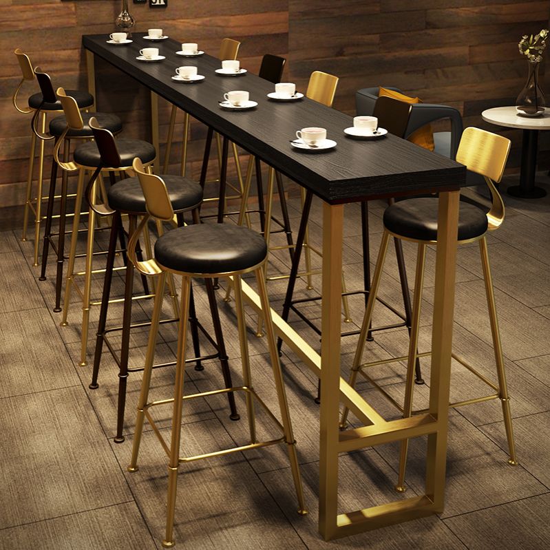 Black Glam Style Bar Table in Metal and Wood Milk Tea Shop Bar Table