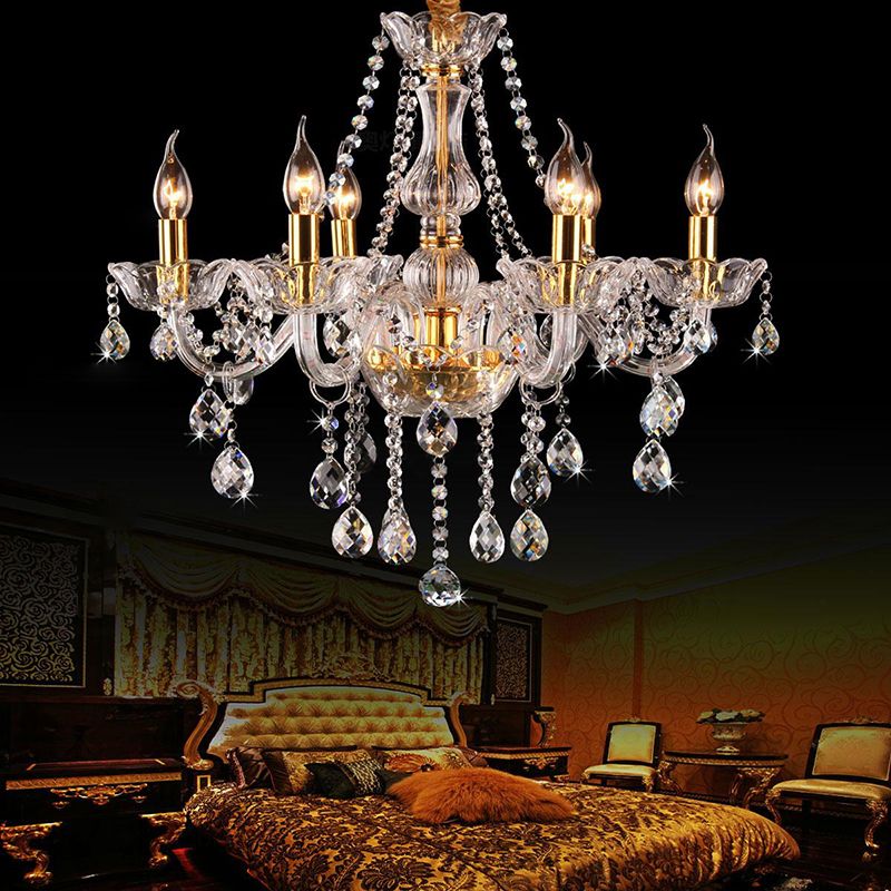 K9 Crystal Victorian Drop Lamp Candelabra Chandelier Lighting Fixtures for Bedroom