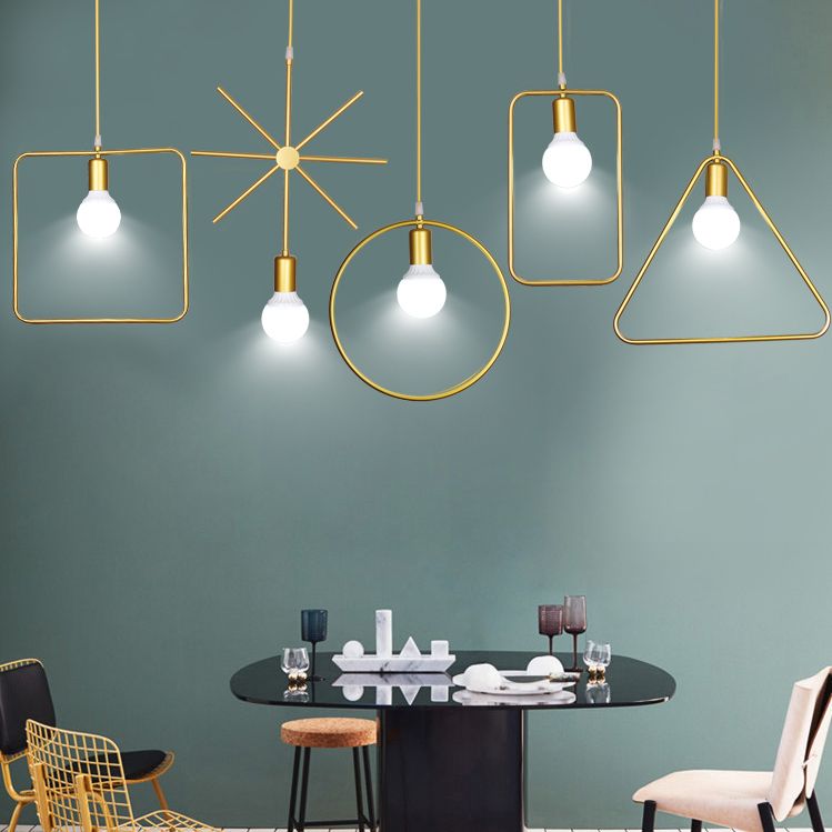 Metal Hanging Ceiling Light Geometric Minimalist Style Hanging Pendant Light for Cloth Shop