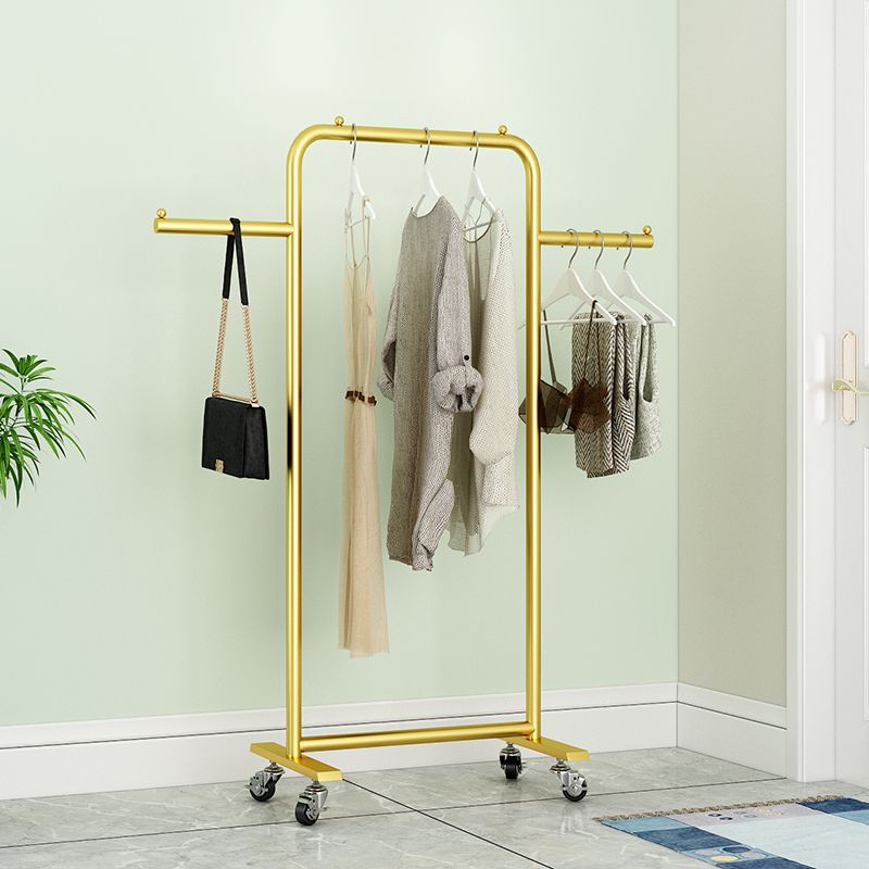 Metal Coat Hanger Modern Style Home Floor Coat Rack with Casters