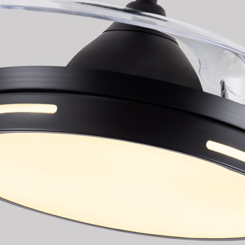 Drum Interior LED Ceiling Fan Fixture in Black / White Modern Fan Light