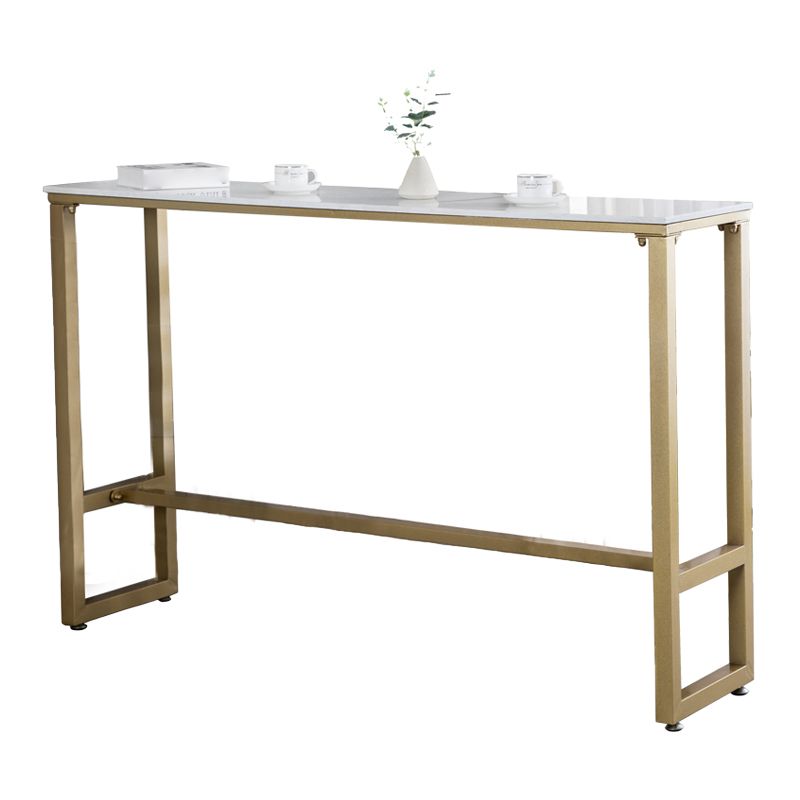 Glam Style Gold 41.3 "H Mesa de barra H Marble White Rectangle Top Table