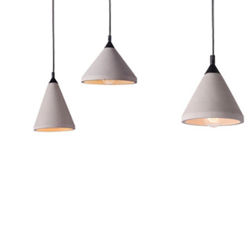 Conical Down Lighting Pendant Modern Style Cement 1 Light Hanging Light Fixtures in Grey