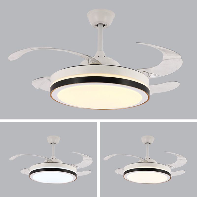 Modern Drum Ceiling Fan Light Interior LED Metal and Acrylic Fan Lighting Fixture