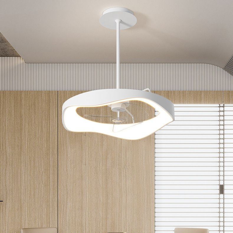 Modernism Single White Ceiling Fan Lamp LED Metal Ceiling Fan Light