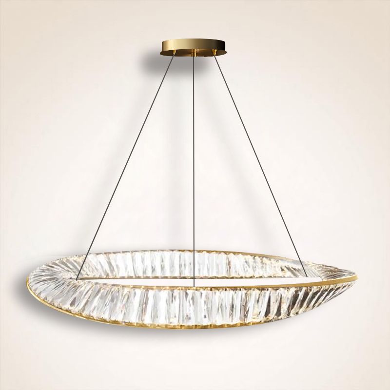 LED simple moderne suspension du pendentif cristallin de cristal circulaire pour le salon