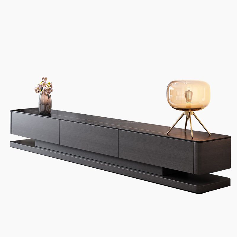 Black Stone TV Stand Console Contemporary TV Media with 3 Drawers