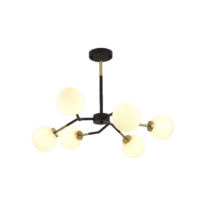 Lampe à lustre mondiale en verre givré minimaliste 6/8 bulbes suspendus plafond plafond en noir