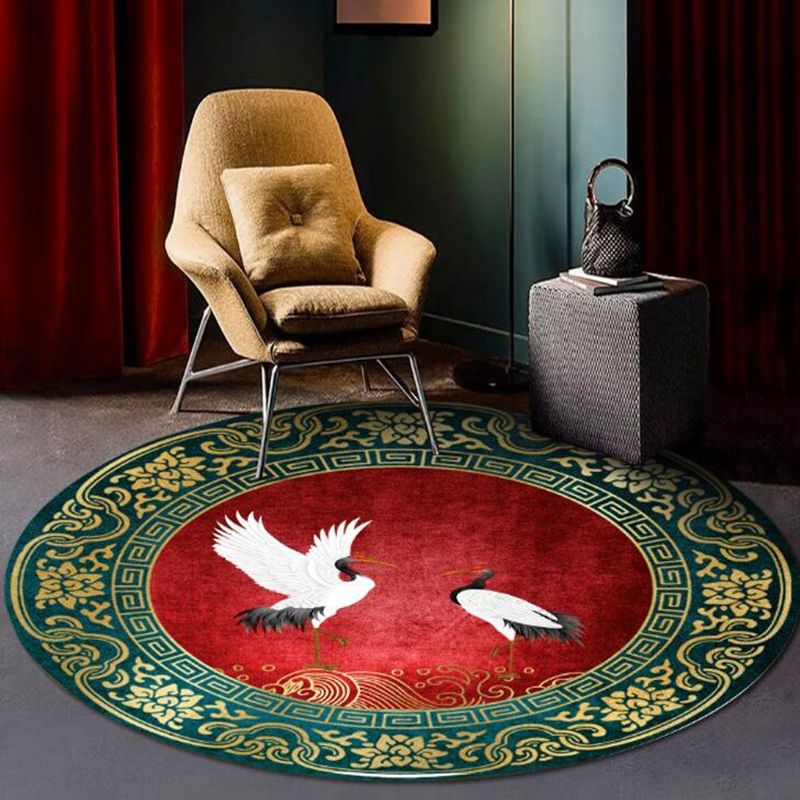 Red Tone Shabby Chic Area Carpet Polyester Ink Printing Indoor Rug Easy Care Carpet for Living Room